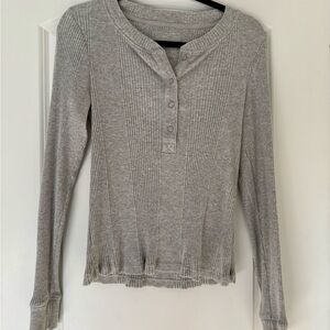 Aerie Heather Gray Ribbed Long Sleeve Top